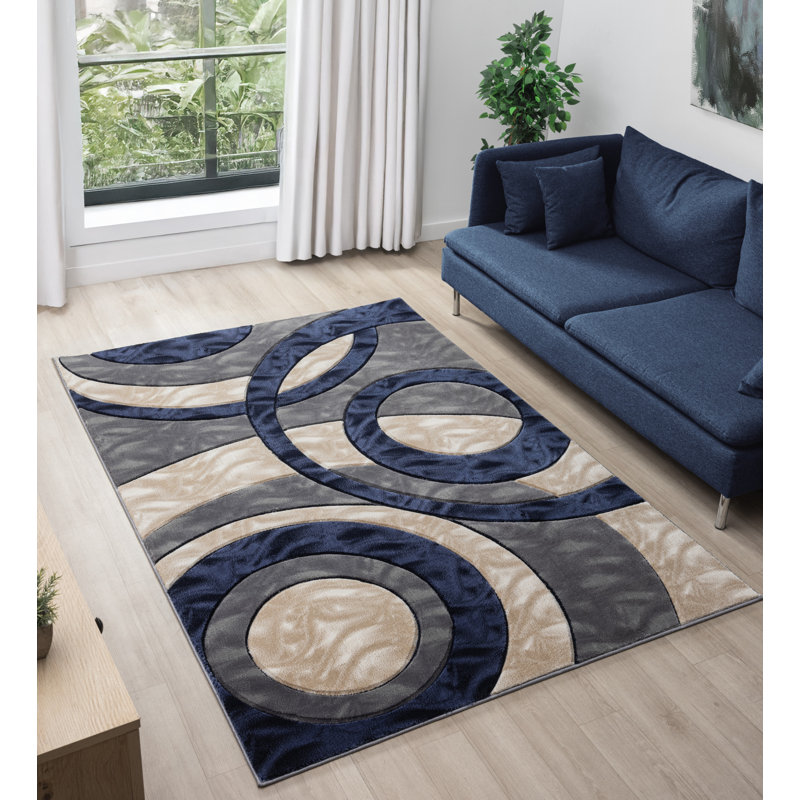 Tapis à motif géométrique abstrait de la collection Orelsi, Rectangle 5 pi 3 po x 7 pi 3 po