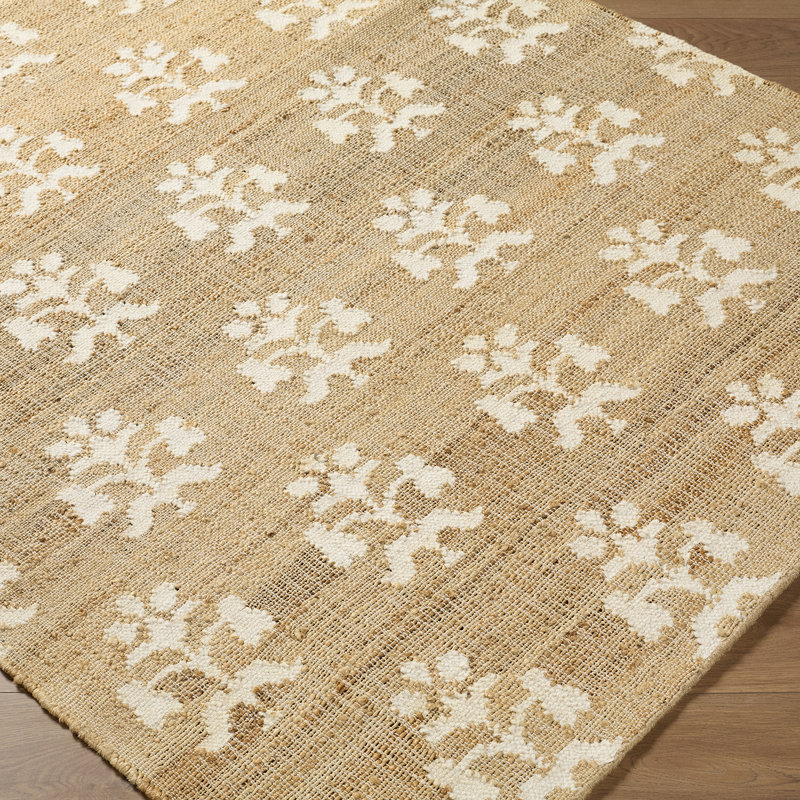 Moroccan Hand Woven Area Rug, Rectangle 153 x 219 cm, Sandstone/Ivory