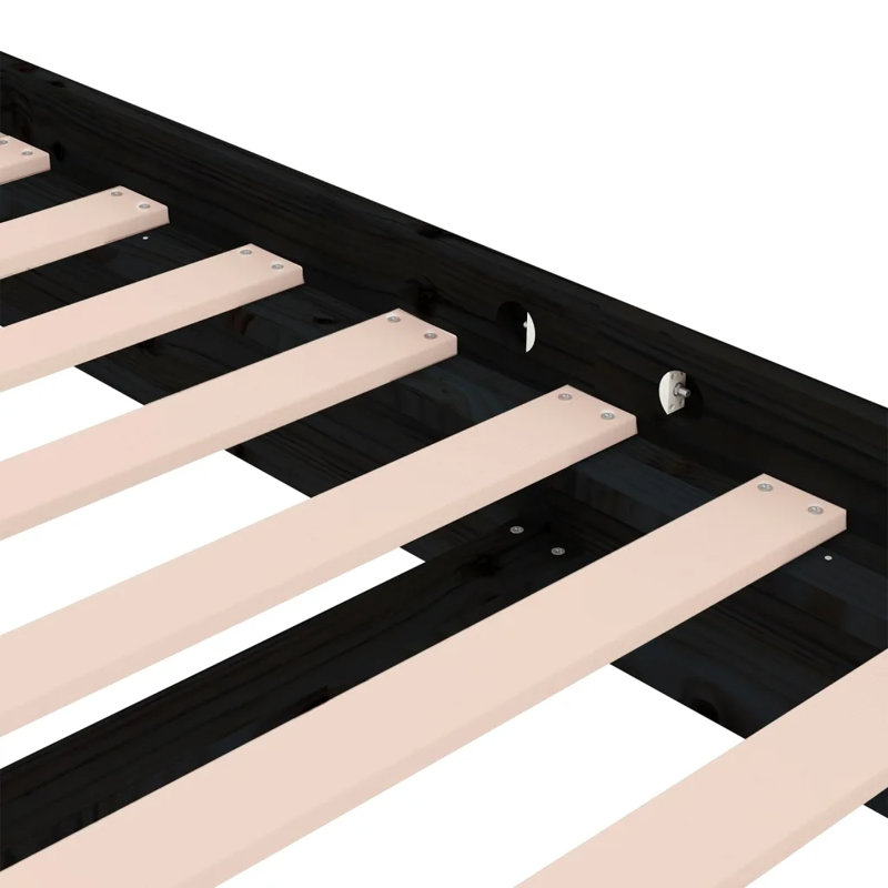 Bed Frame Solid Wood, grey, Double (4'6)