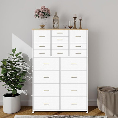 Commode moderne pour chambre à coucher, grande commode en tissu blanc avec 18 tiroirs profonds, grande armoire de rangement verticale pour placard, chambre de bébé, bureau