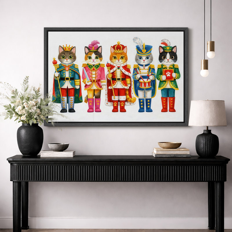 Art de chats royaux, images d'animaux mignons, impression sur toile encadrée, H 24 po x l 36 po x P 1,5 po, Cadre noir