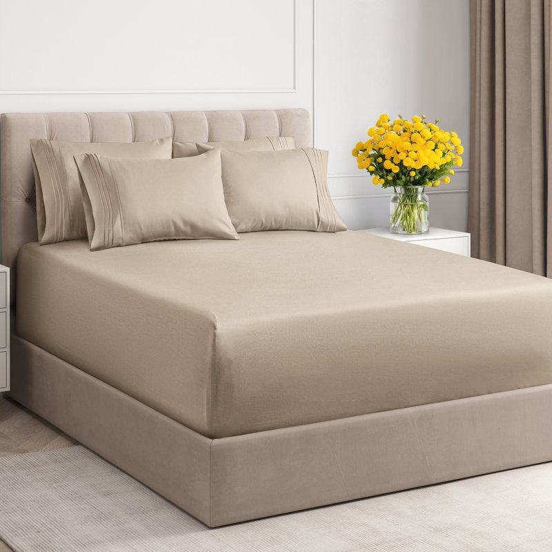 6 Piece Extra Deep Pocket Sheet Set, Cooling & Breathable Bed Sheets, Soft Hotel Luxury Bedding, Fits 18–24 Inch Mattress
