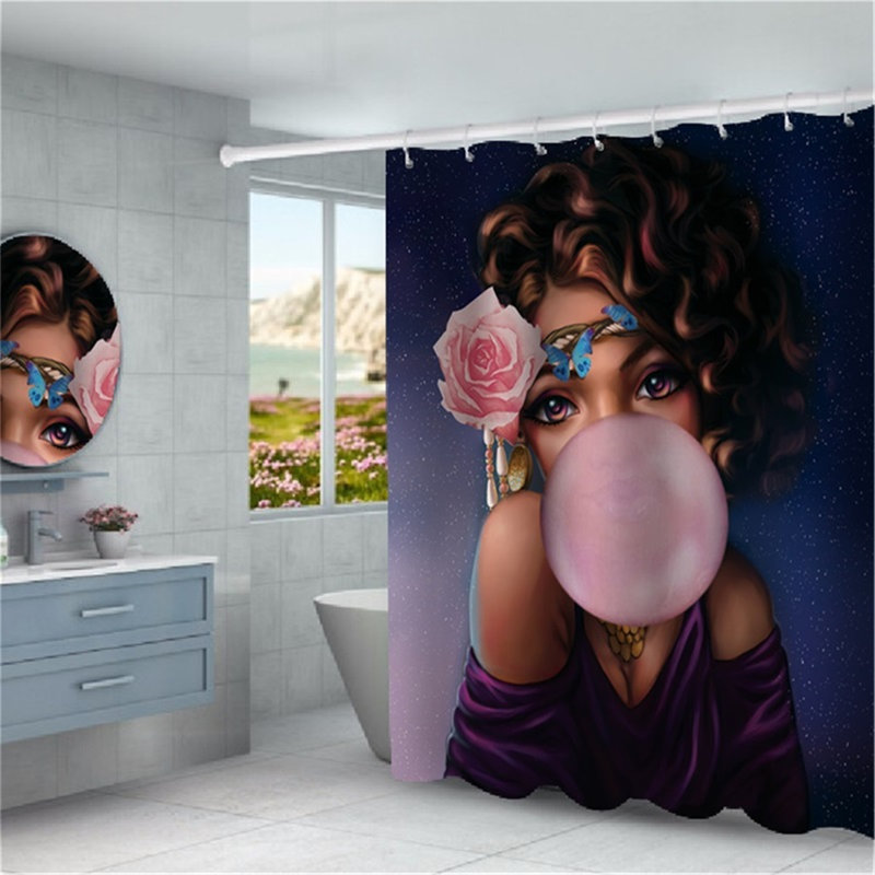Rideau de douche simple Sebuh + crochets
