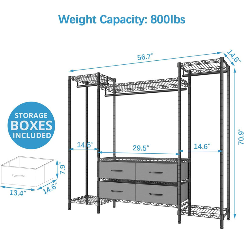 Rameek 14.6'' - 56.7'' Walk-In Set