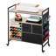 Chariot roulant roulant et table de rangement avec 20 porte-rouleaux en vinyle 3 tiroirs noir