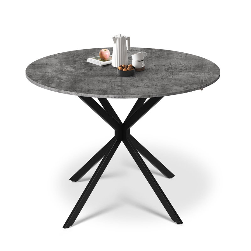 Round Metal Base Dining Table, Grey