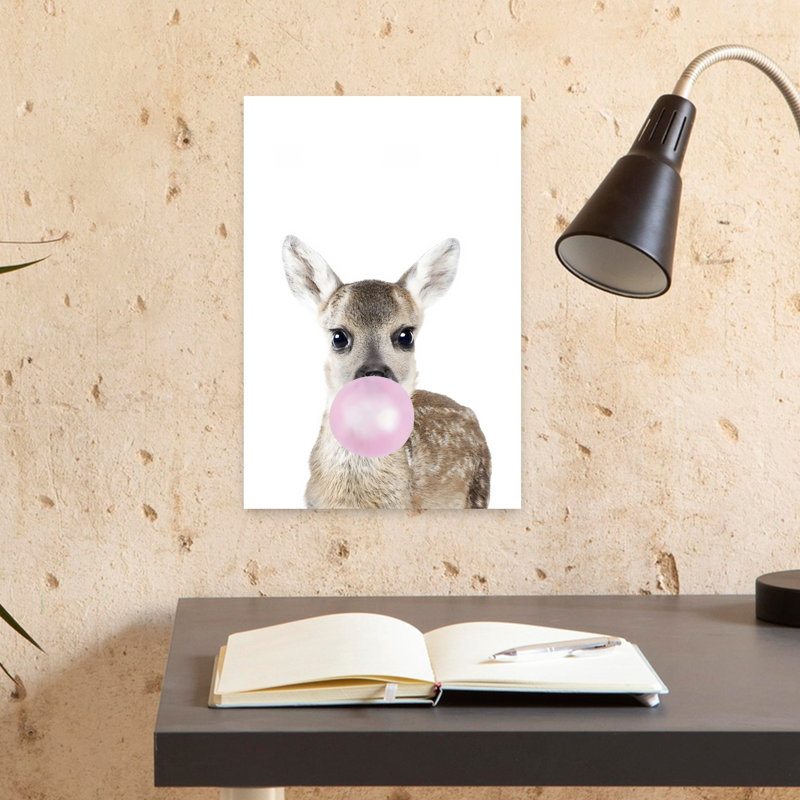 Art mural contemporain abstrait Bubblegum Deer, H 18 po x l 12 po