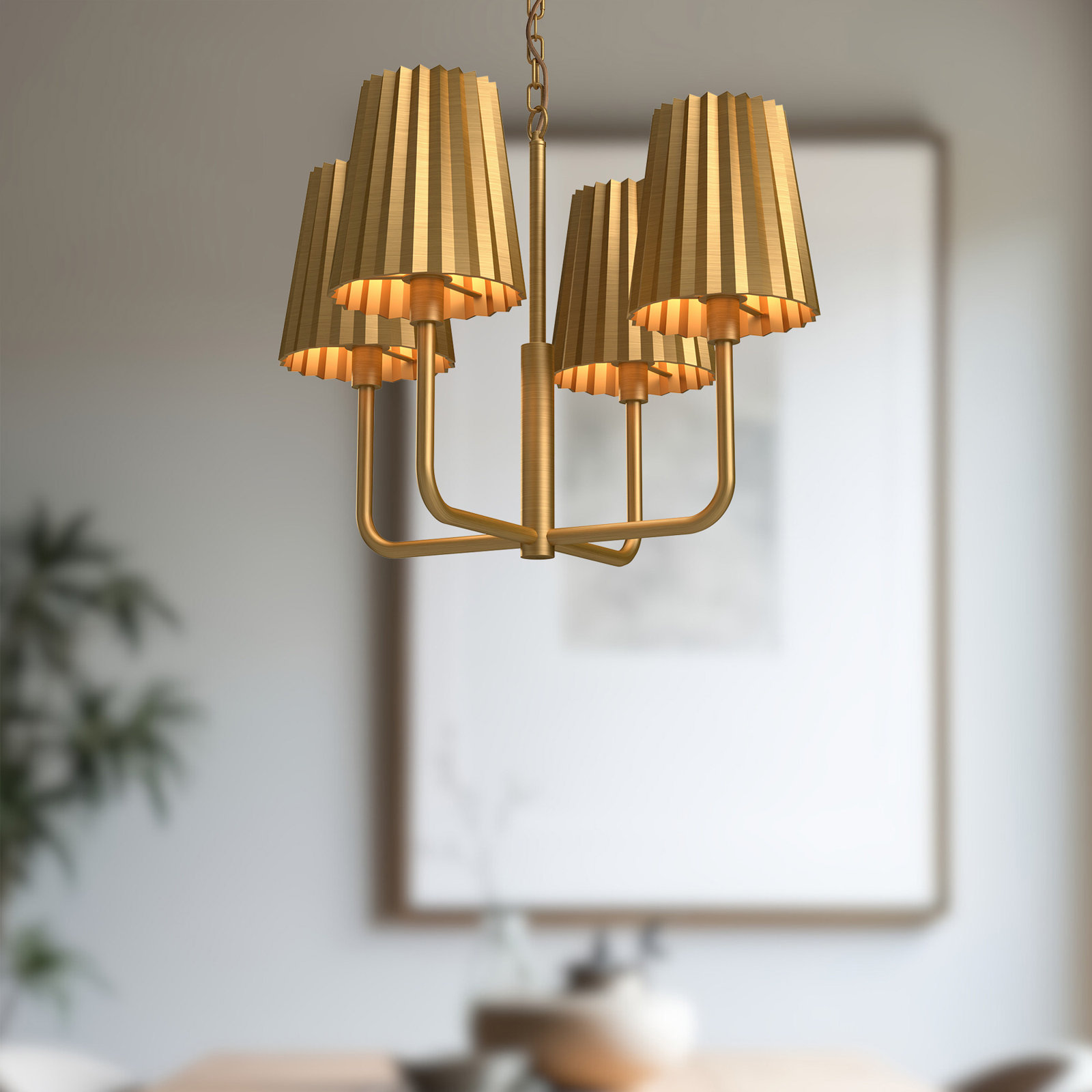Tindra 4-Light Chandelier, Aged Gold