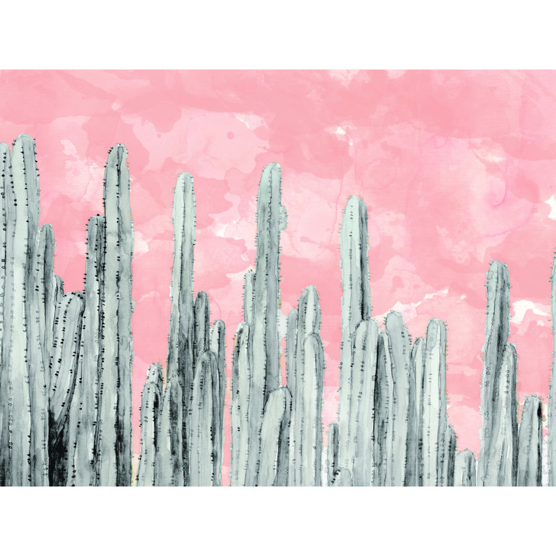 «Lotsa Cactus Pink Watercolor», reproduction sur toile tendue, H 12 po x l 16 po
