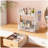 2 Tier Bathroom Countertop Organizer with Drawer and Hooks (White)-2121903534