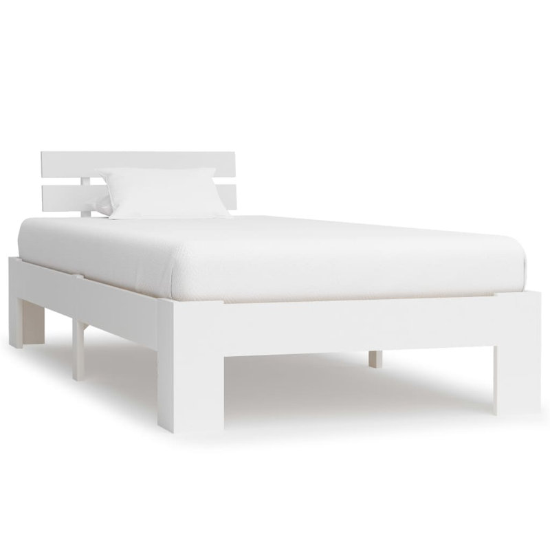 vidaXL Bed Frame Solid Pine Wood, White, 100 x 200 cm