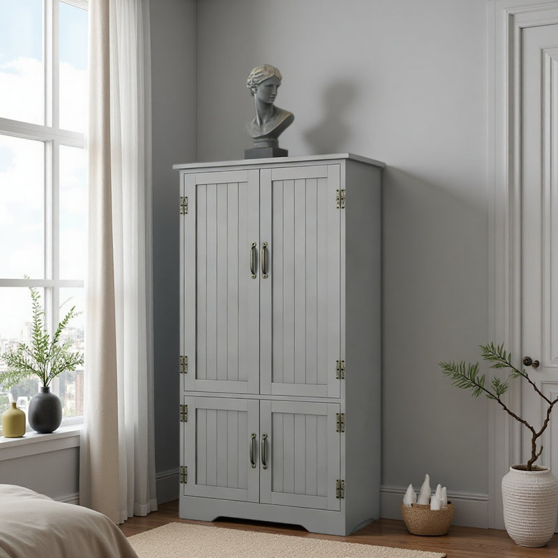 Armoire de maison de ferme, armoire de rangement d'appoint, armoire de cuisine autoportante, Grey