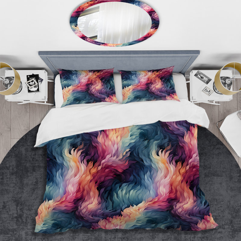 Ensemble de housse de couette bleu et mauve Celestial Dreams, Housse de couette pour très grand lit et 2 très