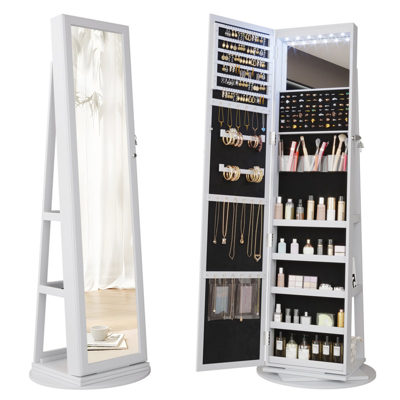 Armoire à bijoux avec miroir 21,6 po Chrisney, Blanc