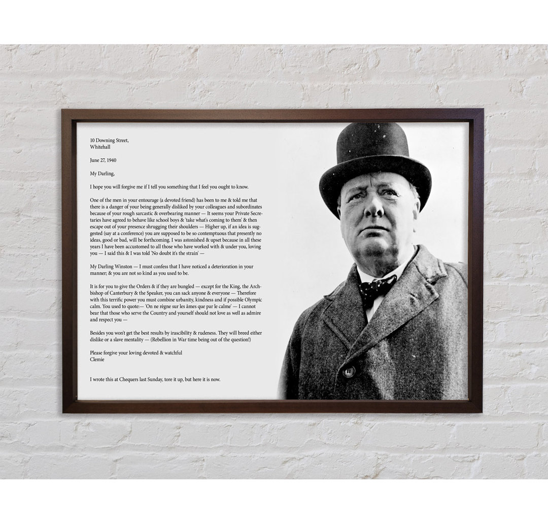 Motivierendes Zitat Winston Churchill - Einzelner Bilderrahmen Typografie auf Leinwand