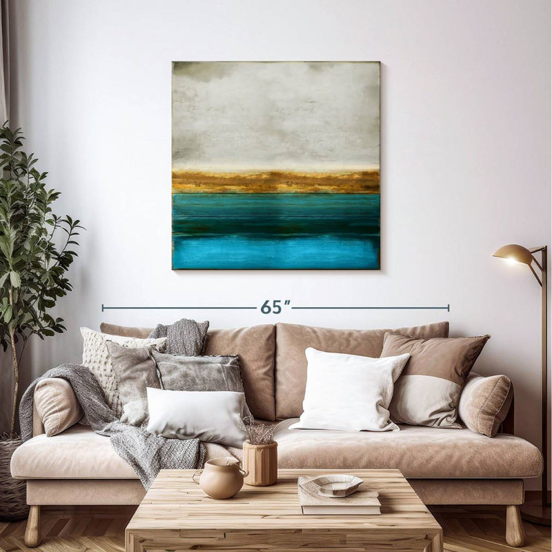 Avery doré sur turquoise, H 39 po x l 39 po