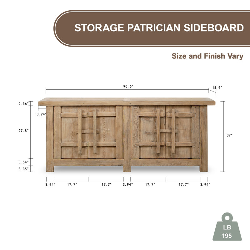 Amalfi 91'' W Solid Wood Sideboard