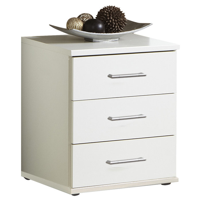 Linares 46cm W Manufactured Wood Bedside Table, Alpine White