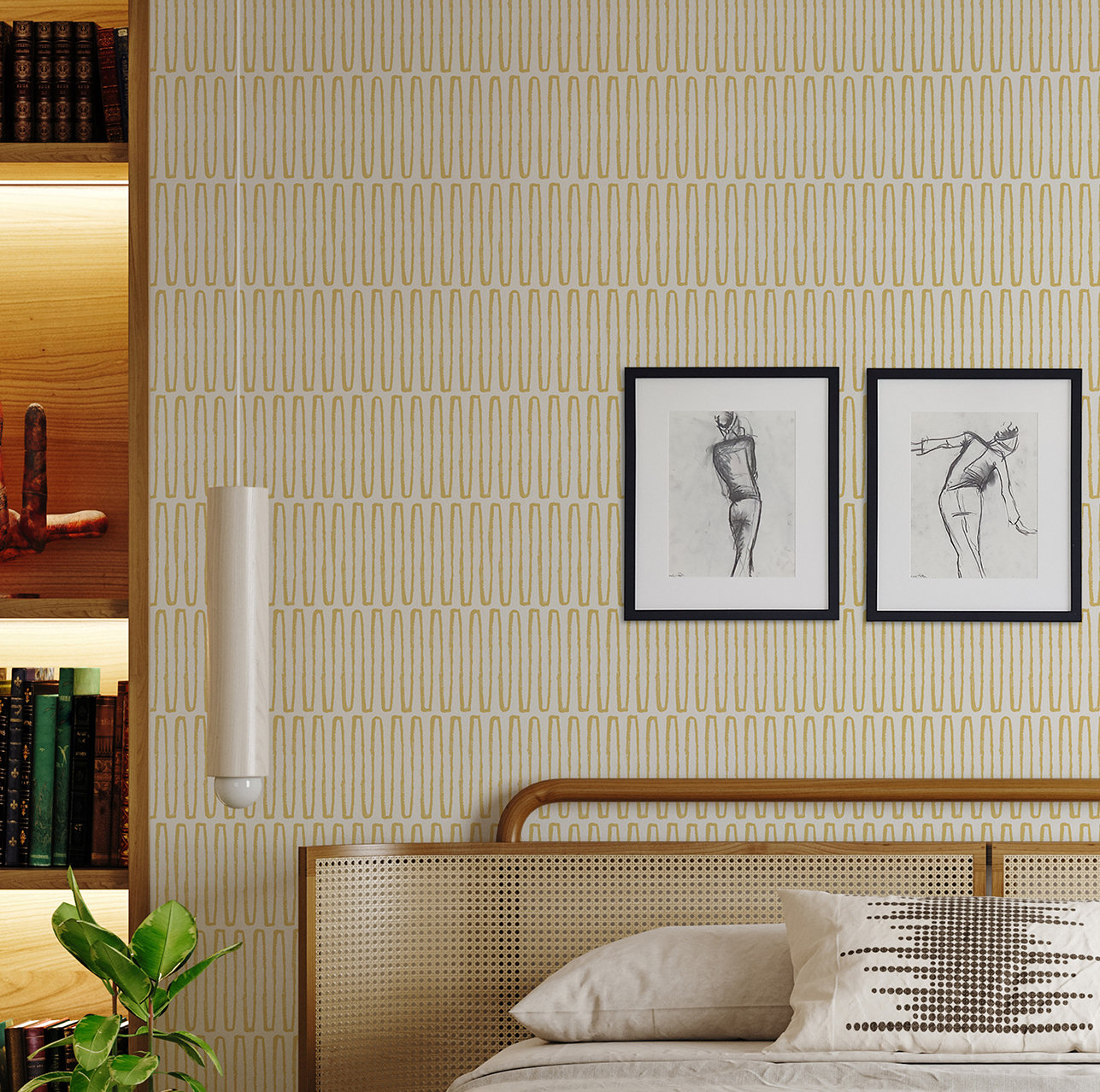 Anika Modern Geometric Wallpaper, Yellow