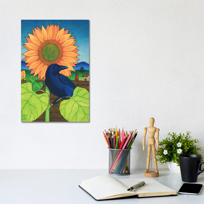 Crow In The Garden by Stacey Neumiller - Wrapped Canvas Gallery-Wrapped Canvas Giclée, 20.32 cm H x 30.48 cm W