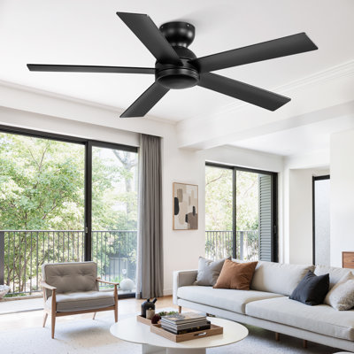 Ventilateur de plafond encastré noir moderne 48 po avec télécommande pour chambre à coucher / salon Cissline