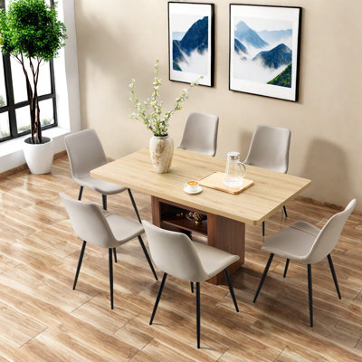 Ensembles de table de salle à manger réglables avec rangement, panneau de fibres à densité moyenne et métal, style moderne pour la maison et les réceptions