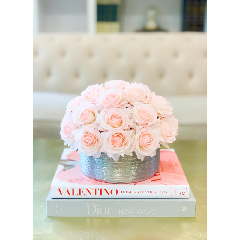 Composition de roses en vase, Blush Pink