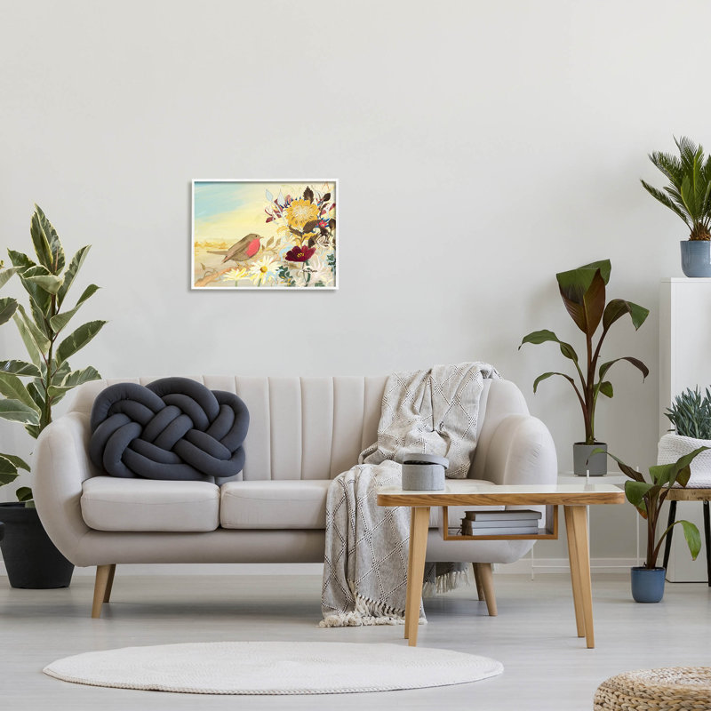 Arrangement giclée d'oiseaux par Robin Maria, H 16 po x l 20 po x P 1,5 po, Giclée encadrée blanc bord de mer