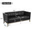 Canapé Chesterfield 3 places en polyuréthane noir, pieds en pin, style moderne.-2051896843