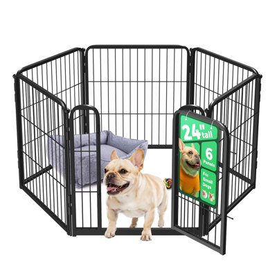 Unleashed Indoor Dog Playpen,Stress-Free And Safe Play, Heavy Duty 24 Inch 6 Panels Dog Pen For Puppy And Small Dogs(White)