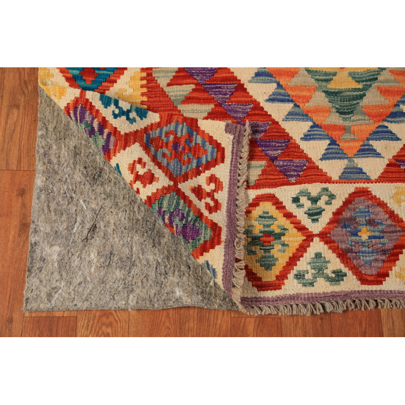 Tapis oriental coloré en laine Kilim 8 x 10