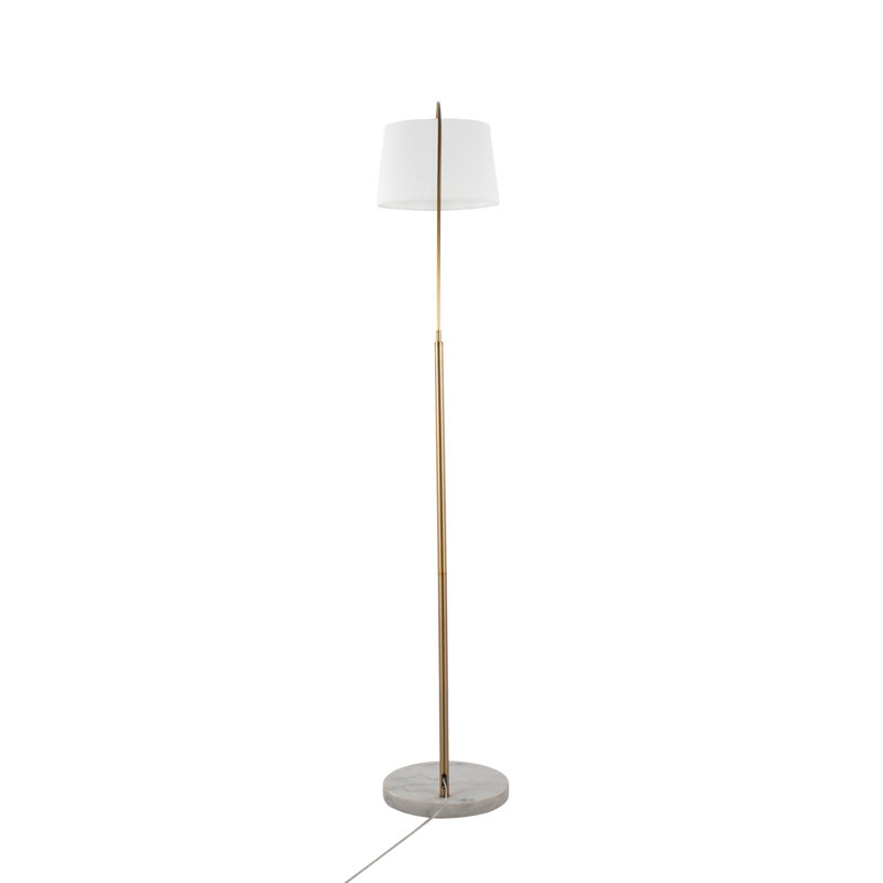 March Contemporary Floor Lamp, Antique Brass, Gray