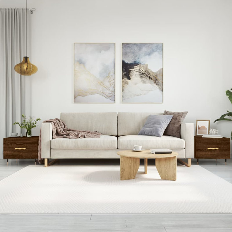 Four Leg Coffee Table with Storage, brown oak