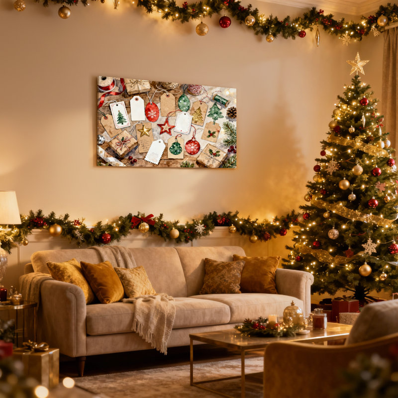 Étiquettes de Noël, ensemble de 3 impressions sur toile, H 12 po x l 18 po
