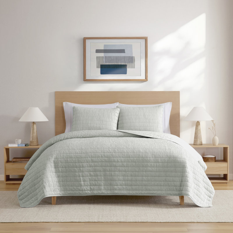 Ensemble de courtepointe en microfibre délavée 3 pièces Swift Home, Gris, Courtepointe pour lit simple + 1 taie décorative