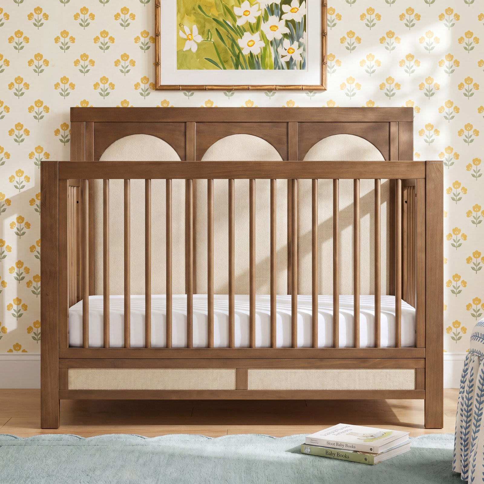 Eloise 4-in-1 Convertible Crib, Natural Walnut/Performance Sand Eco Weave