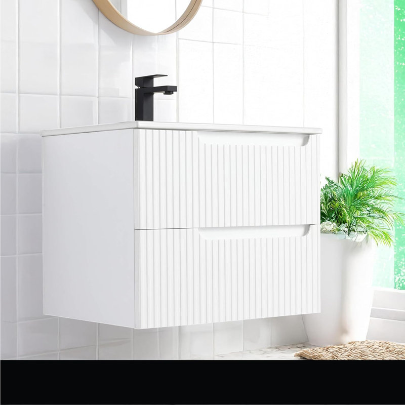 Meuble-lavabo moderne avec façades de tiroirs Citiscape, Blanc