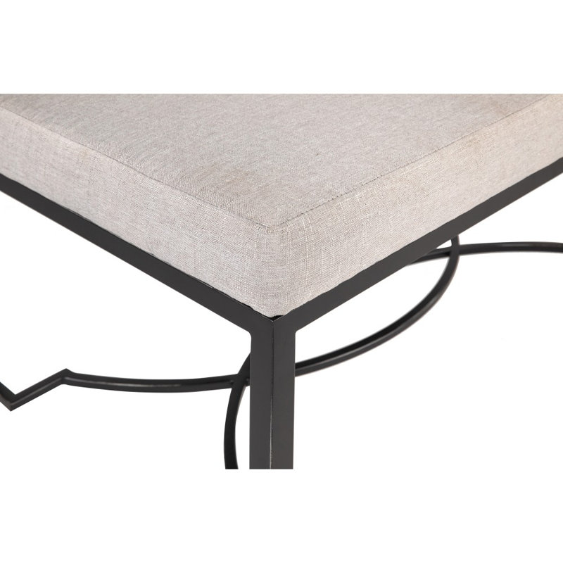 Izmir Upholstered Bench, Antique Black/Dove Gray Linen