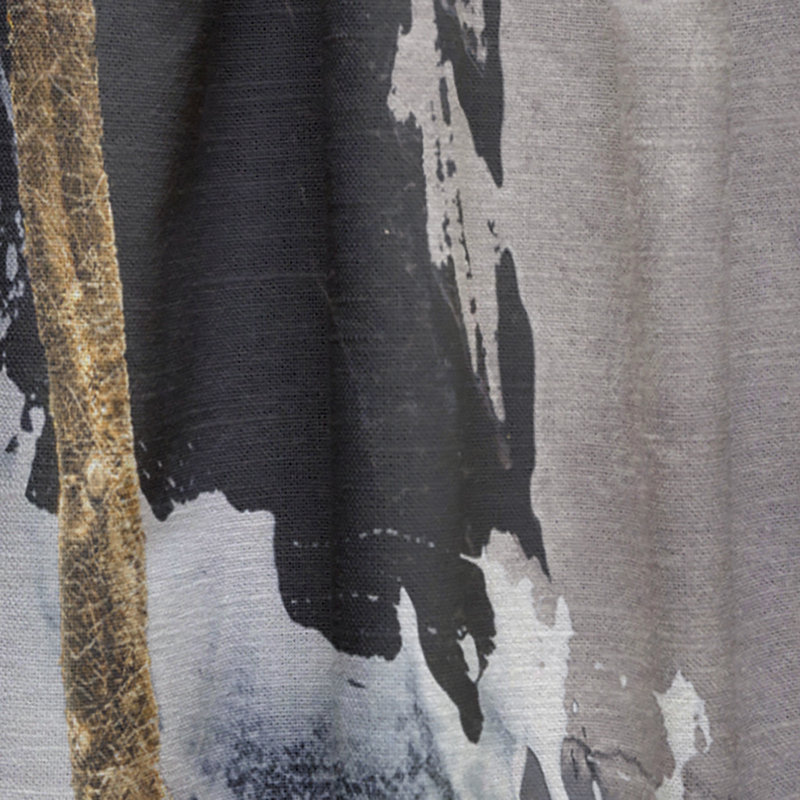 Painted Arcs II Semi-Sheer Thermal Rod Pocket Single Curtain Panel, 52"W x 84"L