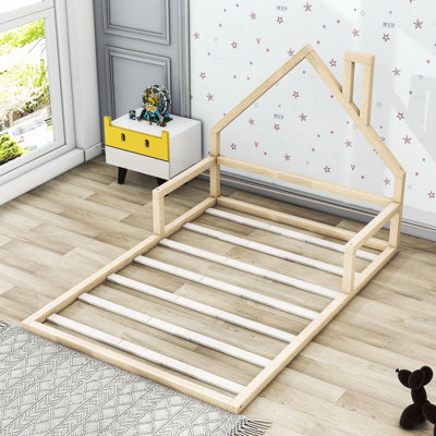 Wood Bed with House-shaped Headboard