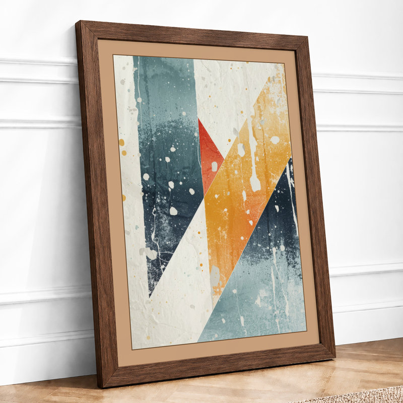 Chevron Forward Geometric - Framed Print, A1 - 84.1 x 59.4 cm, Walnut