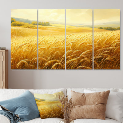 Paysage champêtre doré dans la lumière de l'été II - Art mural campagne - ensemble d'art mural campagne
