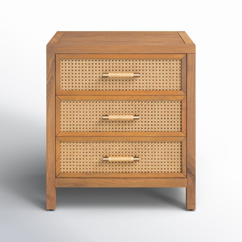 Mesa Cane and Solid Wood 3 Drawer Chest