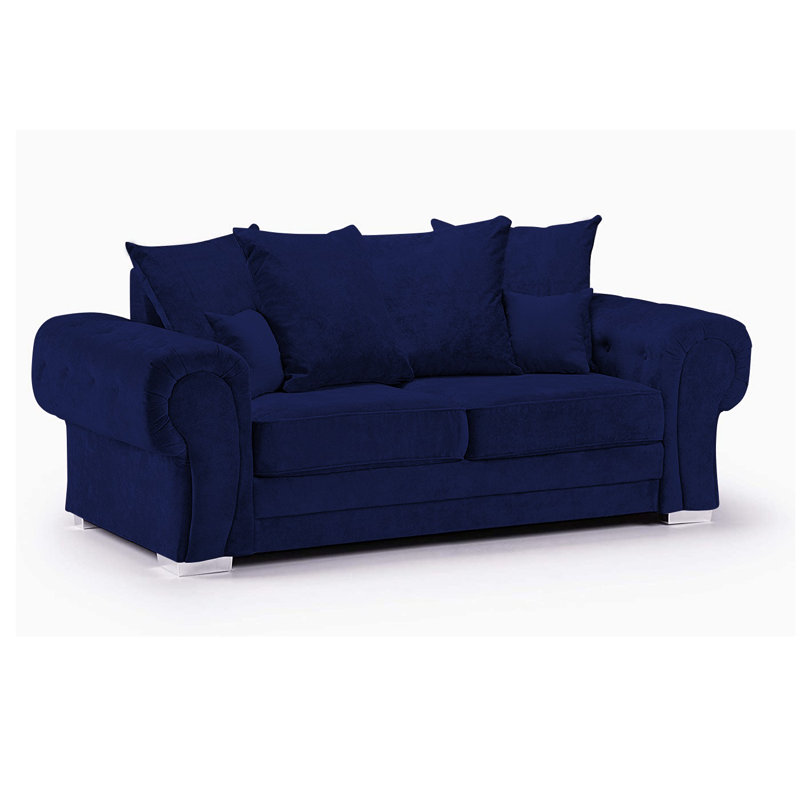 Deschamps 3 Seater Chenille Sofa, Blue