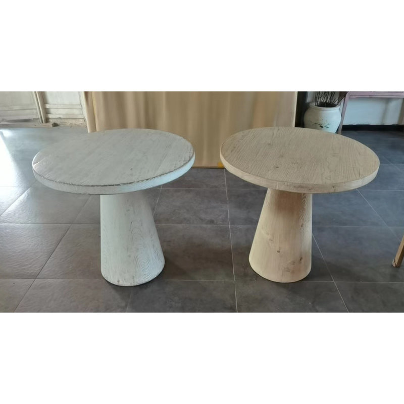Solid Wood End Table, Off White