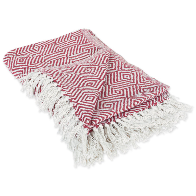  Jeté en coton X-Diamond, Rouge campagnard