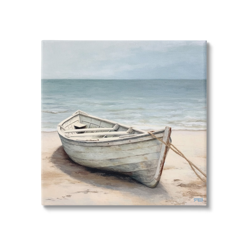 bb-418-Framed Subtle Boat Docked by RB Single Picture Frame Print on Canvas, 24" H x 24" W x 1.5" D
