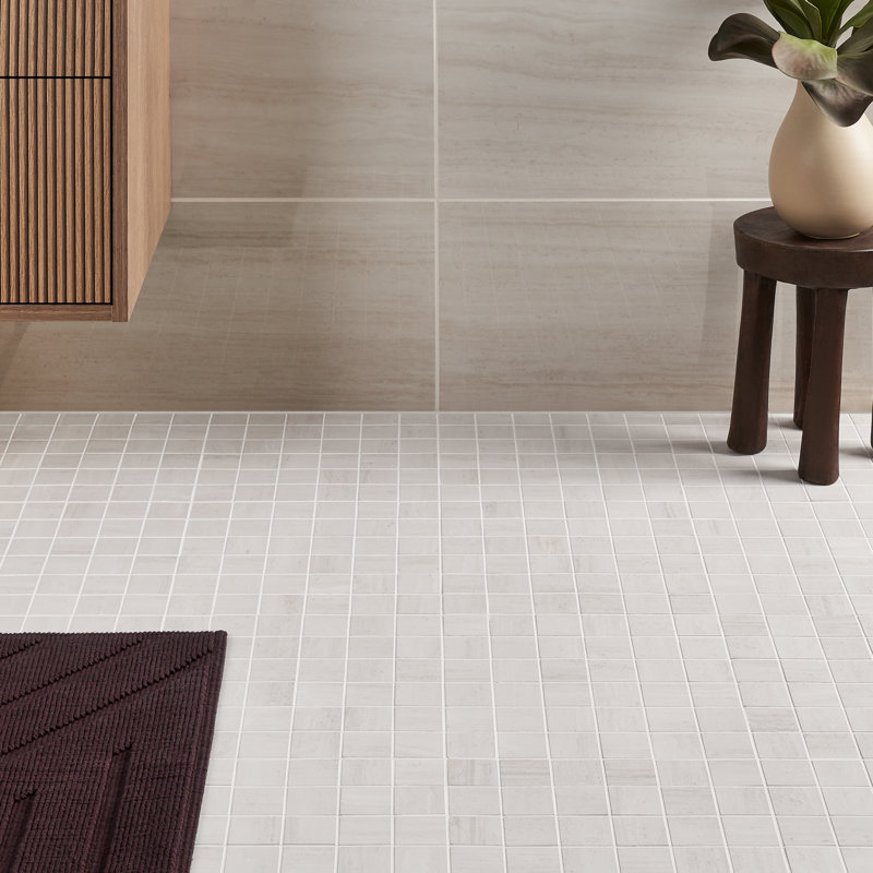 Carreau de mosaïque en porcelaine 12 po x 12 po Roswell (0,96 pi2 / chaque), Blanc