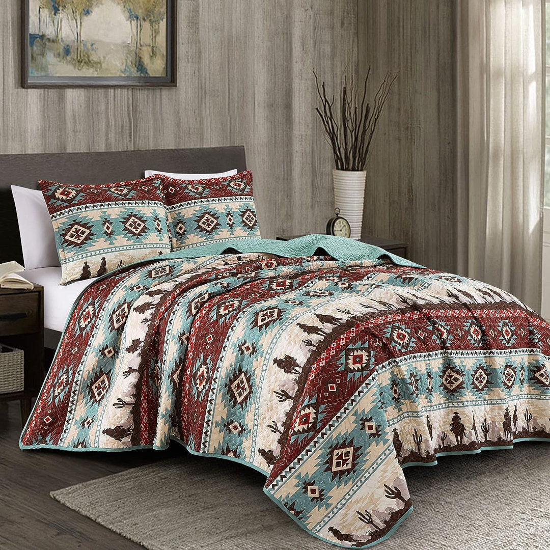 Dune Microfiber Coverlet Southwestern Cowboys Aztec Quilt Set Chezmoi Collection 