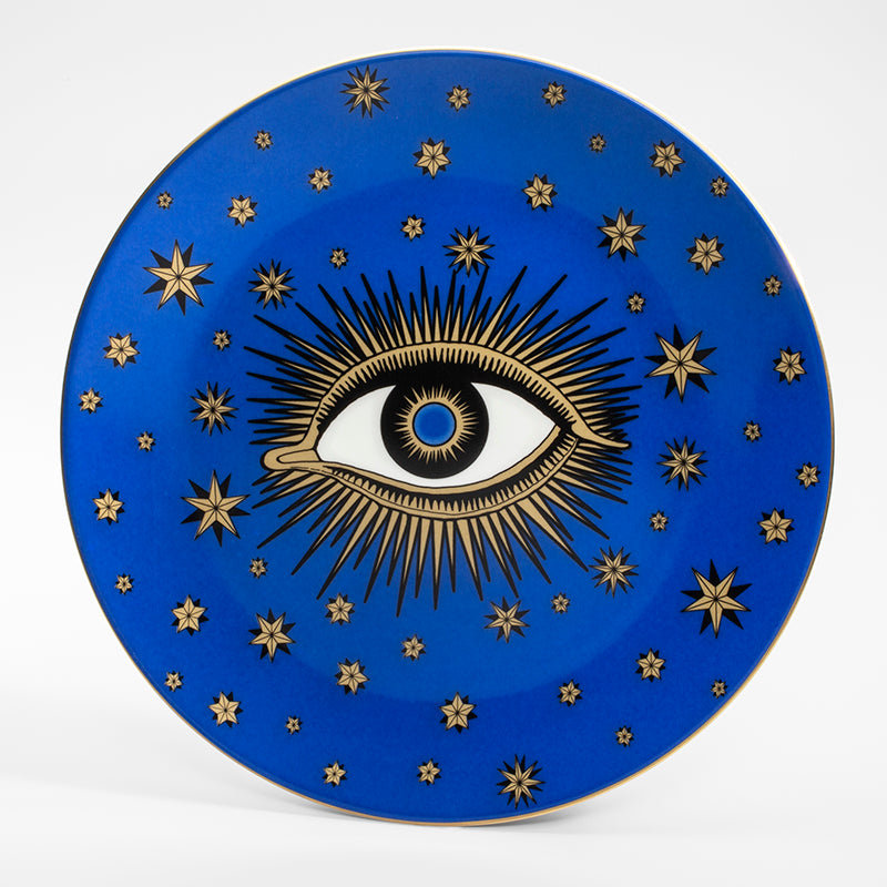 Assiette à salade ou à dessert en porcelaine tendre 10 po Evil Eye